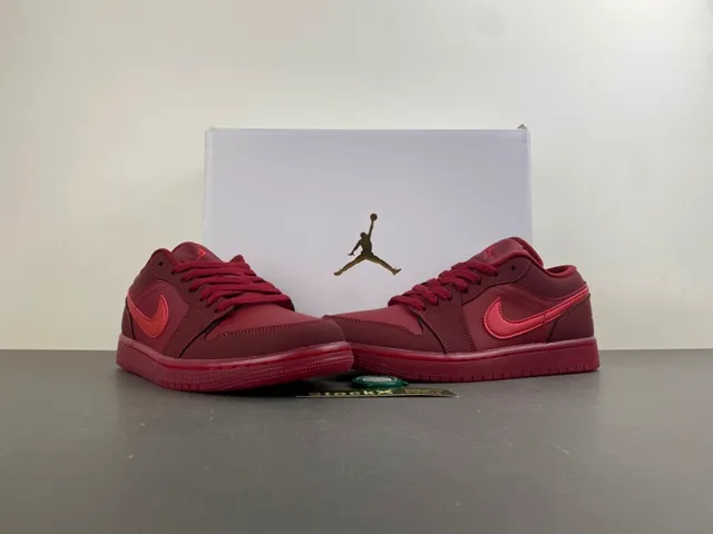 Nike Air Jordan 1 Low Monochromatic Red Lifestyle Sneakers 13