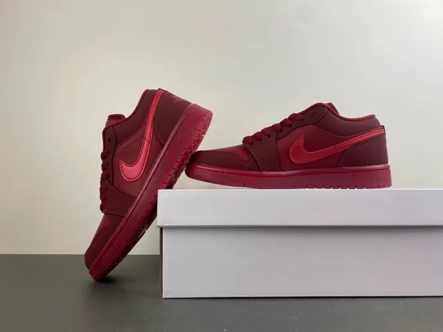 Nike Air Jordan 1 Low Monochromatic Red Lifestyle Sneakers 14