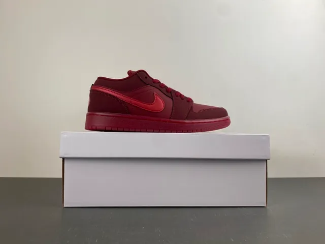 Nike Air Jordan 1 Low Monochromatic Red Lifestyle Sneakers 15