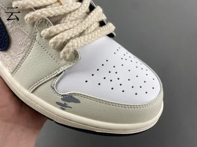 Nike Air Jordan 1 Low Off-White Navy Lifestyle Sneakers 2