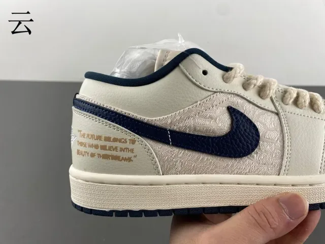Nike Air Jordan 1 Low Off-White Navy Lifestyle Sneakers 3