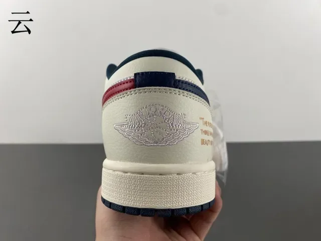 Nike Air Jordan 1 Low Off-White Navy Lifestyle Sneakers 4