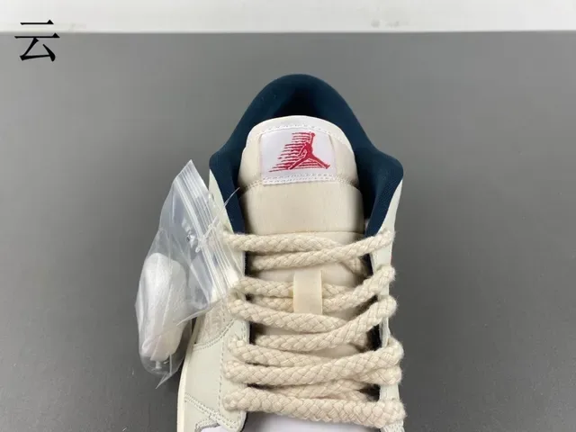 Nike Air Jordan 1 Low Off-White Navy Lifestyle Sneakers 6