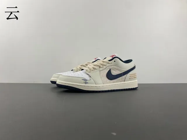 Nike Air Jordan 1 Low Off-White Navy Lifestyle Sneakers 10