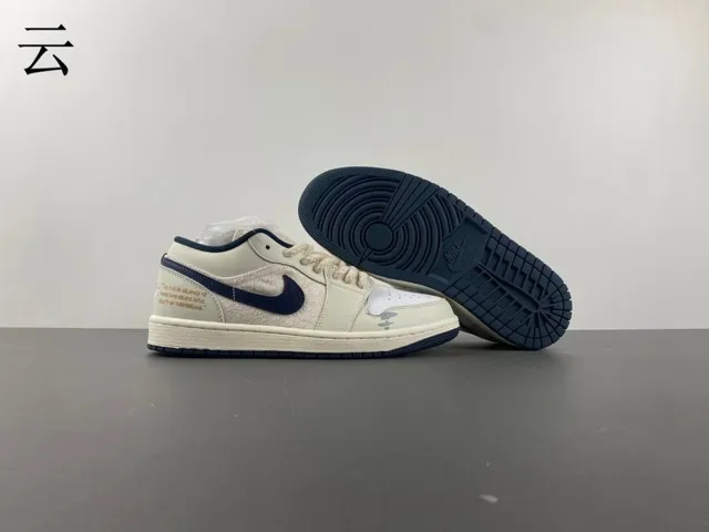 Nike Air Jordan 1 Low Off-White Navy Lifestyle Sneakers 12