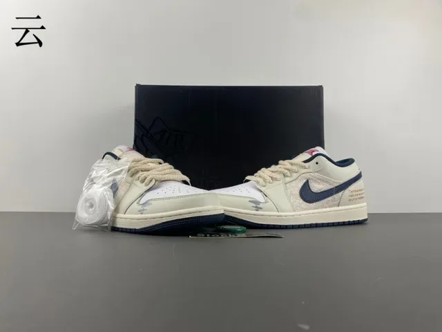 Nike Air Jordan 1 Low Off-White Navy Lifestyle Sneakers 13