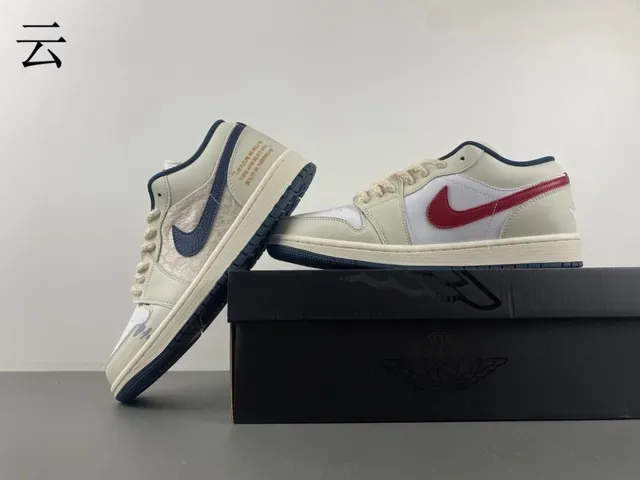 Nike Air Jordan 1 Low Off-White Navy Lifestyle Sneakers 14