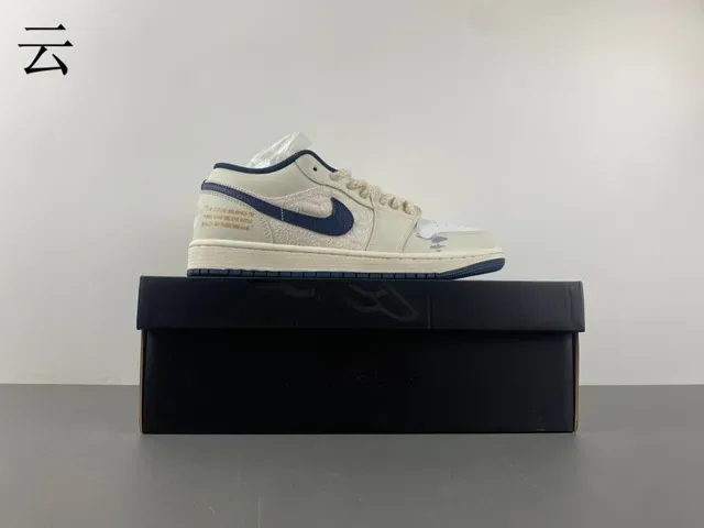 Nike Air Jordan 1 Low Off-White Navy Lifestyle Sneakers 15