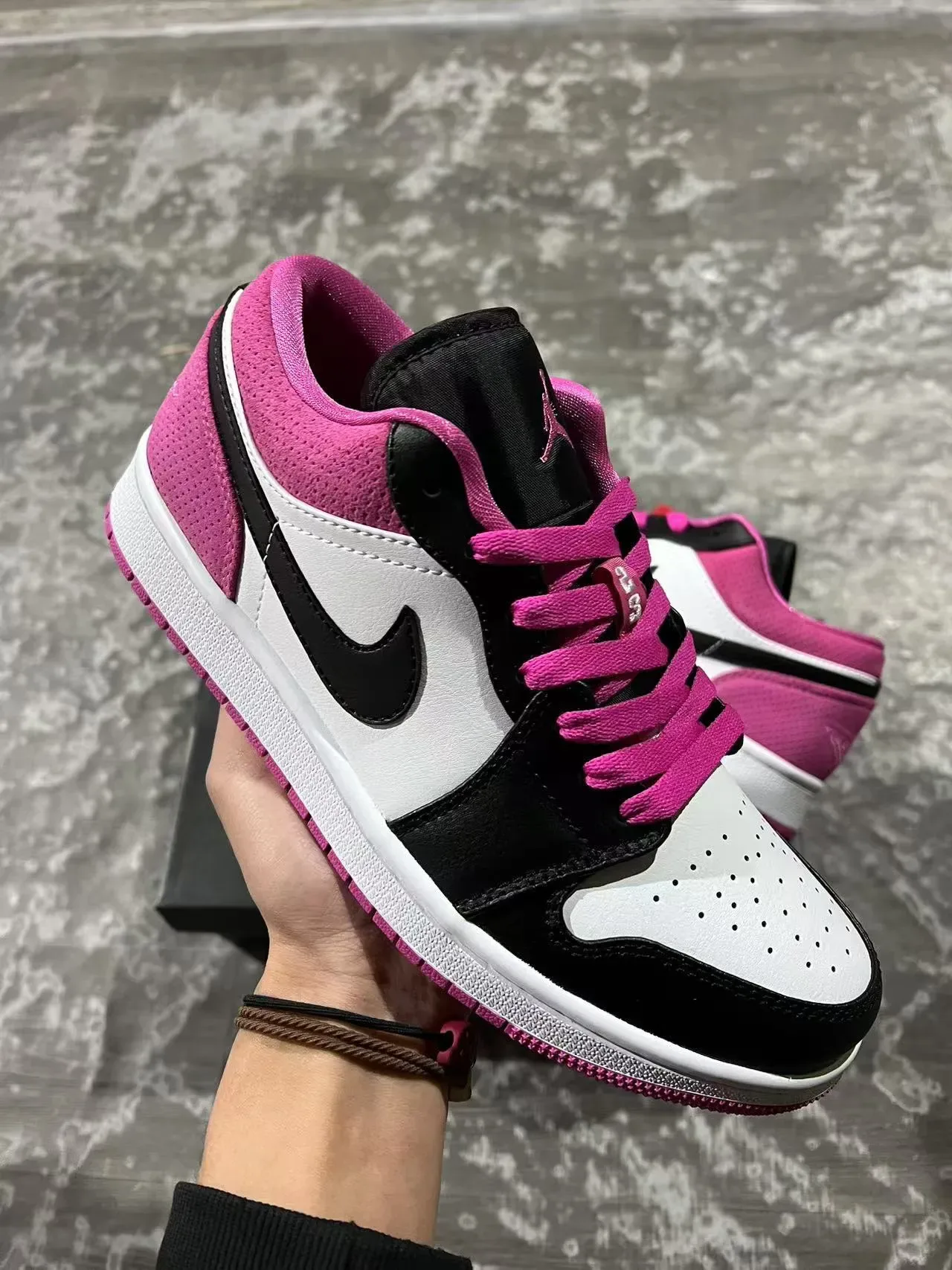 Nike Air Jordan 1 Low Pink Black White Lifestyle Sneakers 2