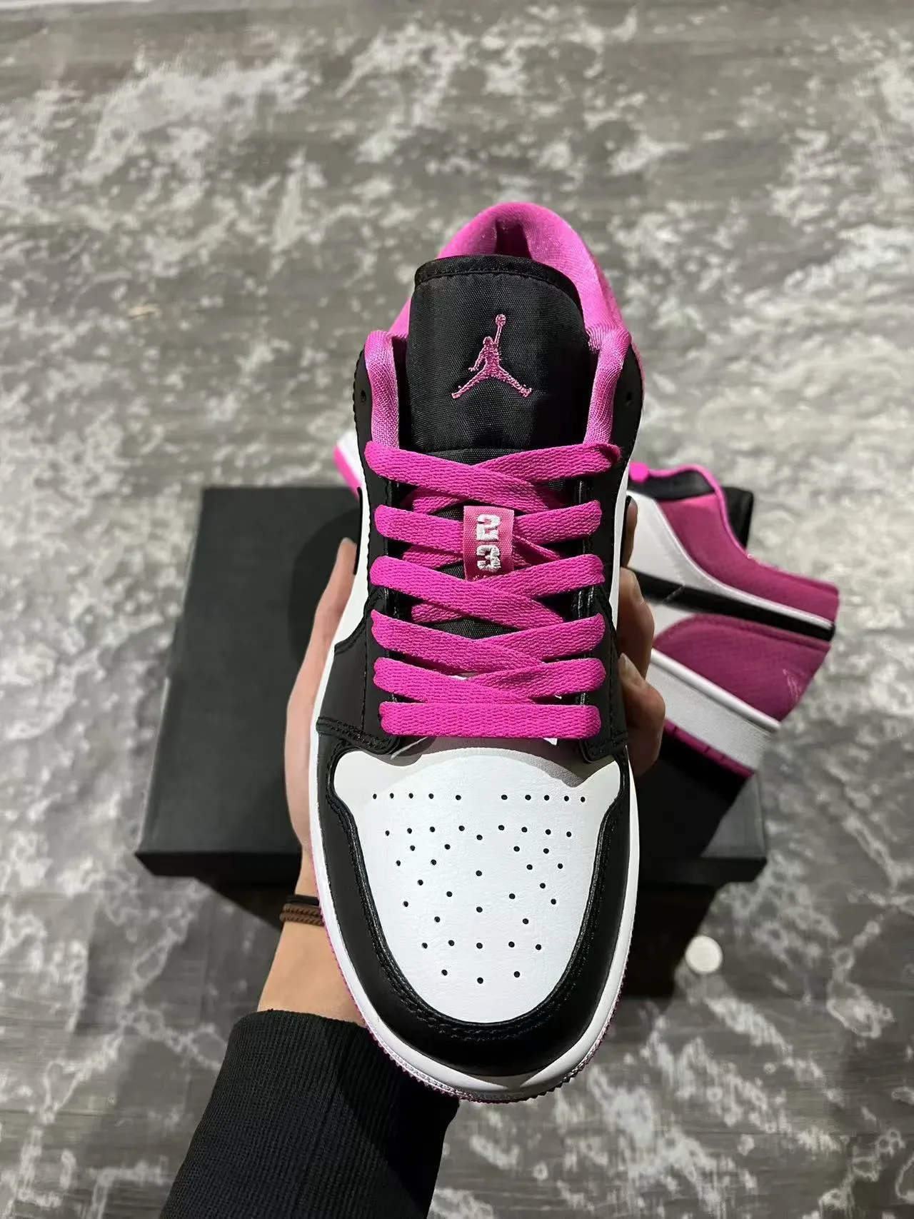 Nike Air Jordan 1 Low Pink Black White Lifestyle Sneakers 3