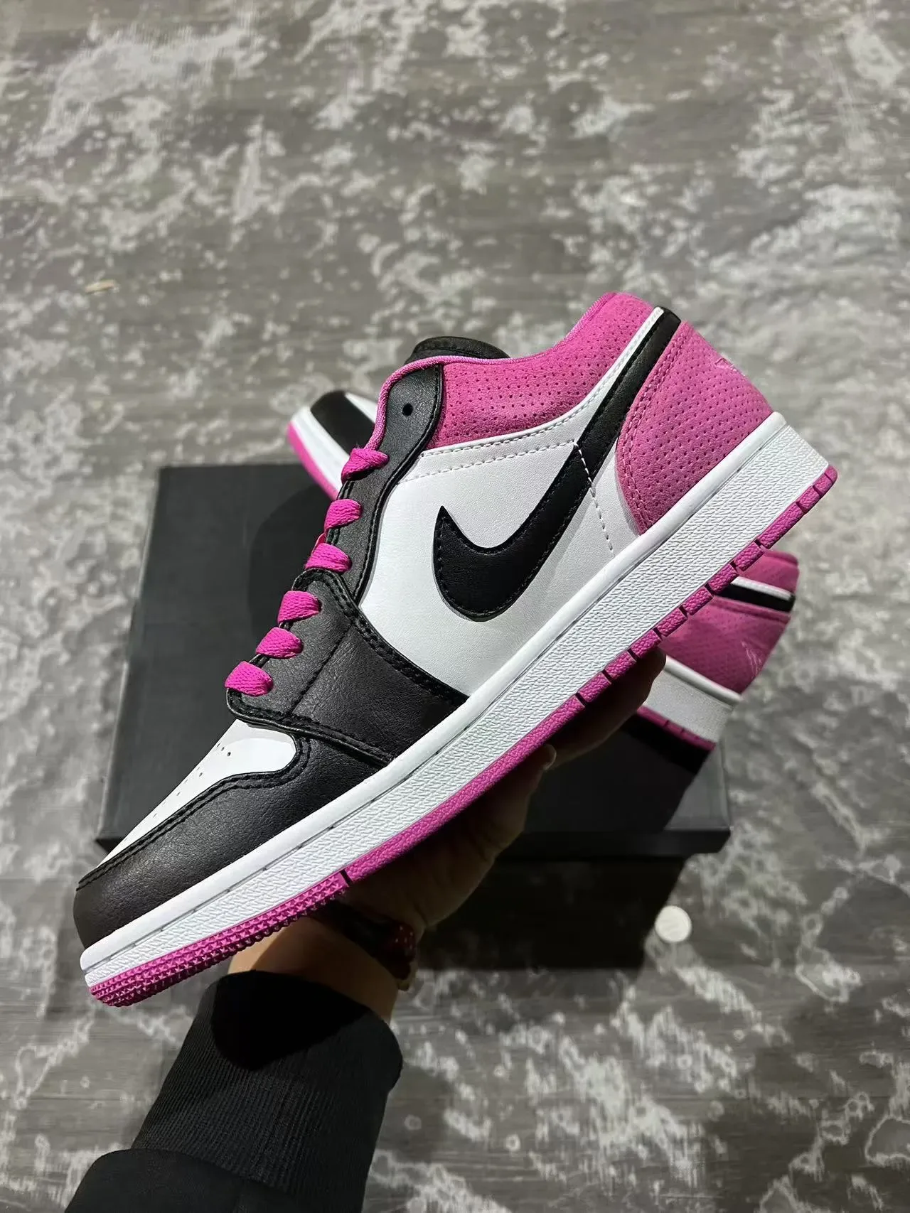 Nike Air Jordan 1 Low Pink Black White Lifestyle Sneakers 5