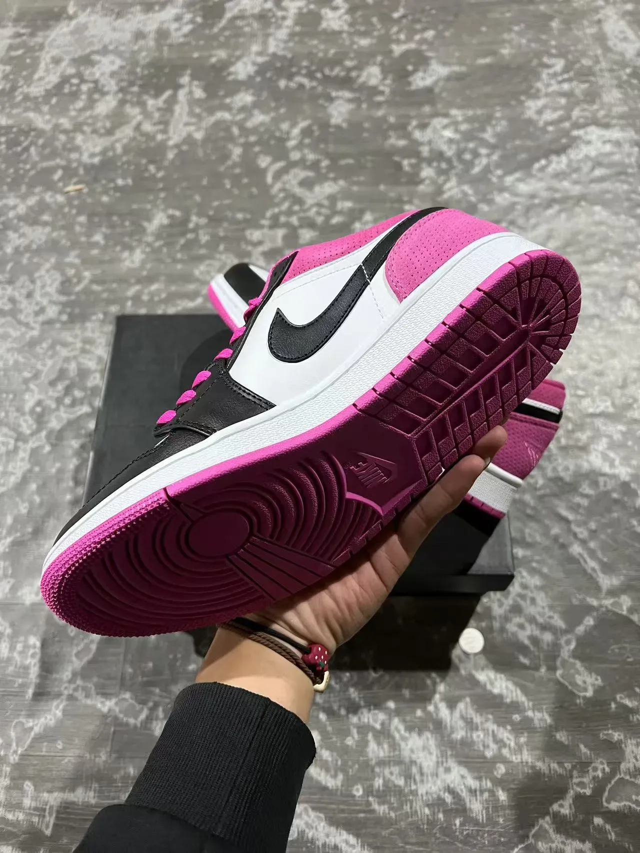 Nike Air Jordan 1 Low Pink Black White Lifestyle Sneakers 6