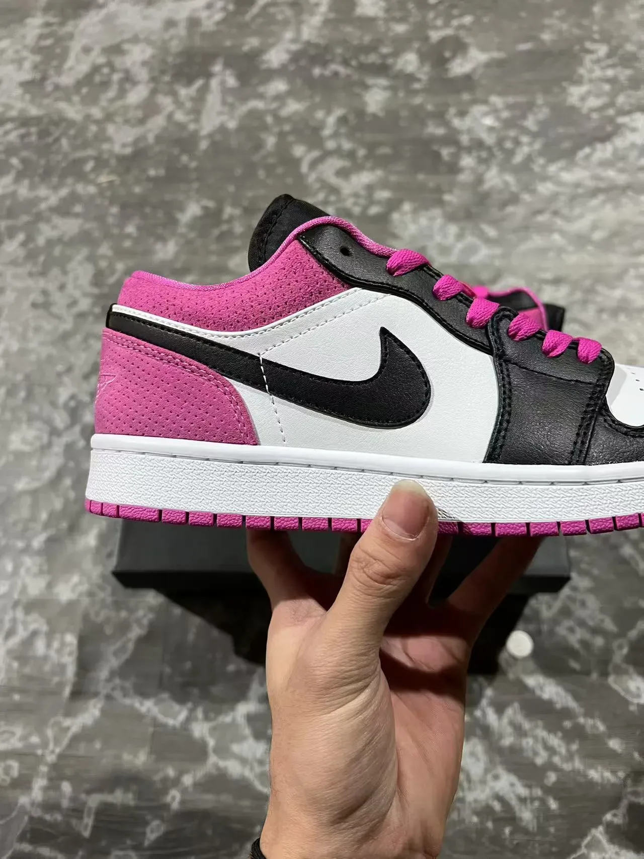 Nike Air Jordan 1 Low Pink Black White Lifestyle Sneakers 7