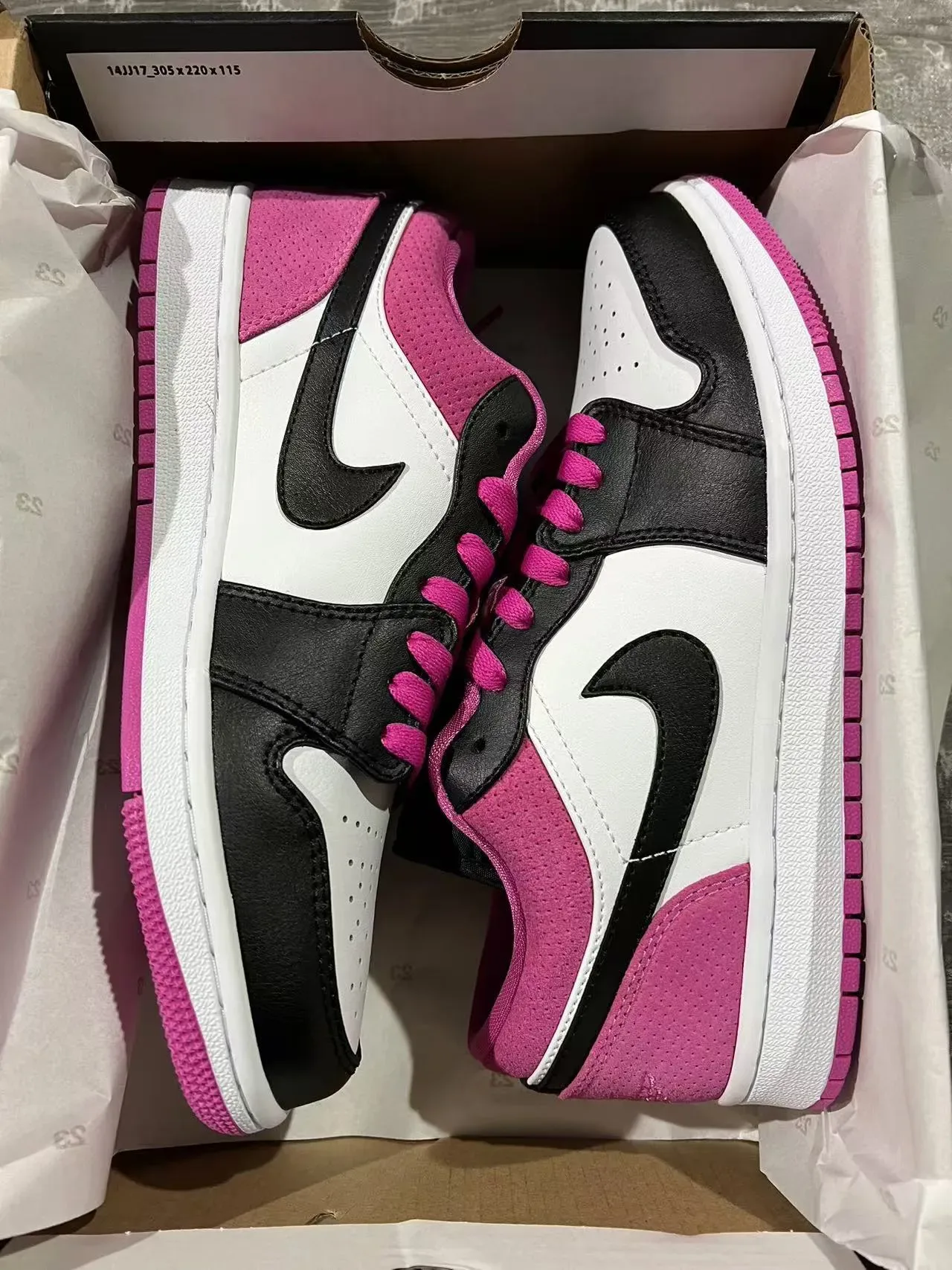 Nike Air Jordan 1 Low Pink Black White Lifestyle Sneakers 9