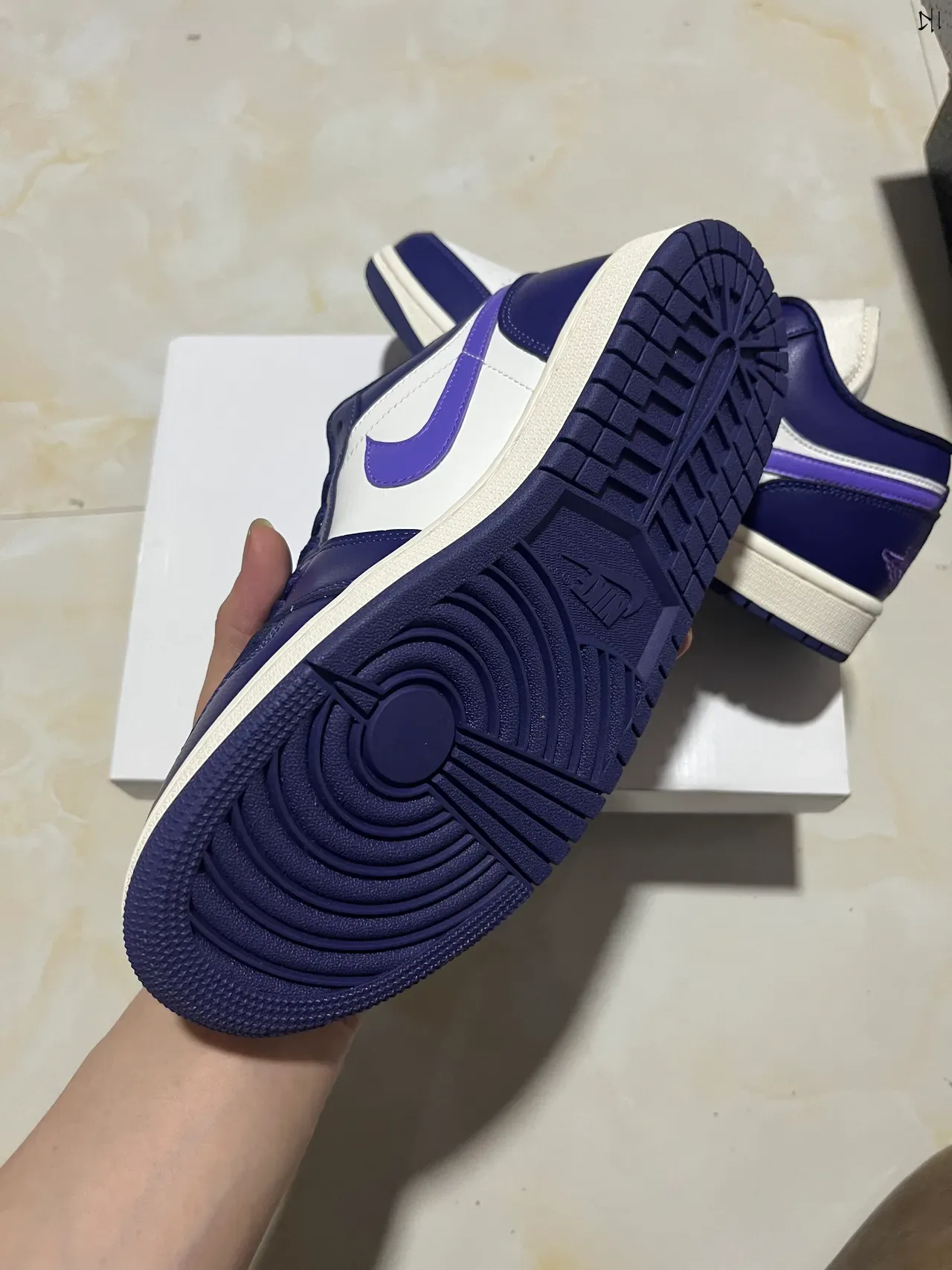 Nike Air Jordan 1 Low Purple Navy White Lifestyle Sneakers 6
