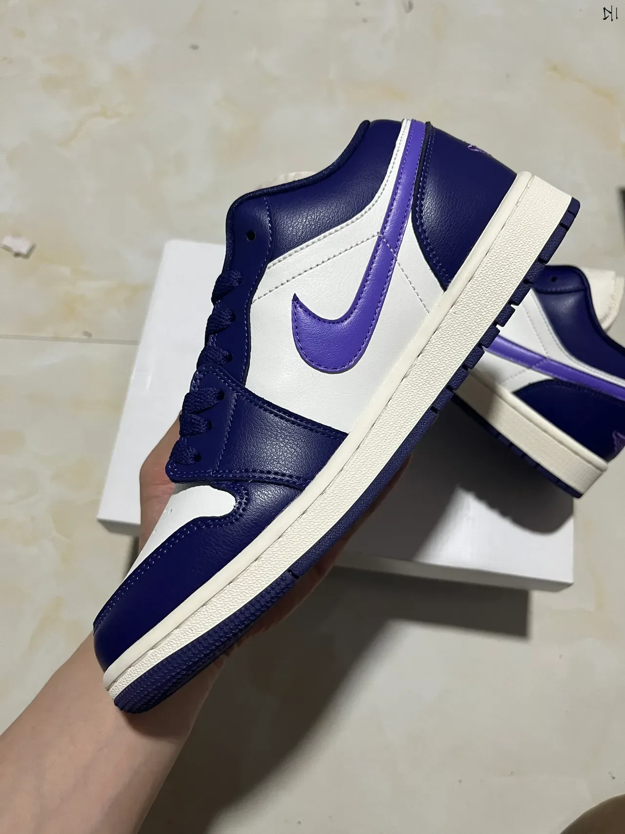 Nike Air Jordan 1 Low Purple Navy White Lifestyle Sneakers 8