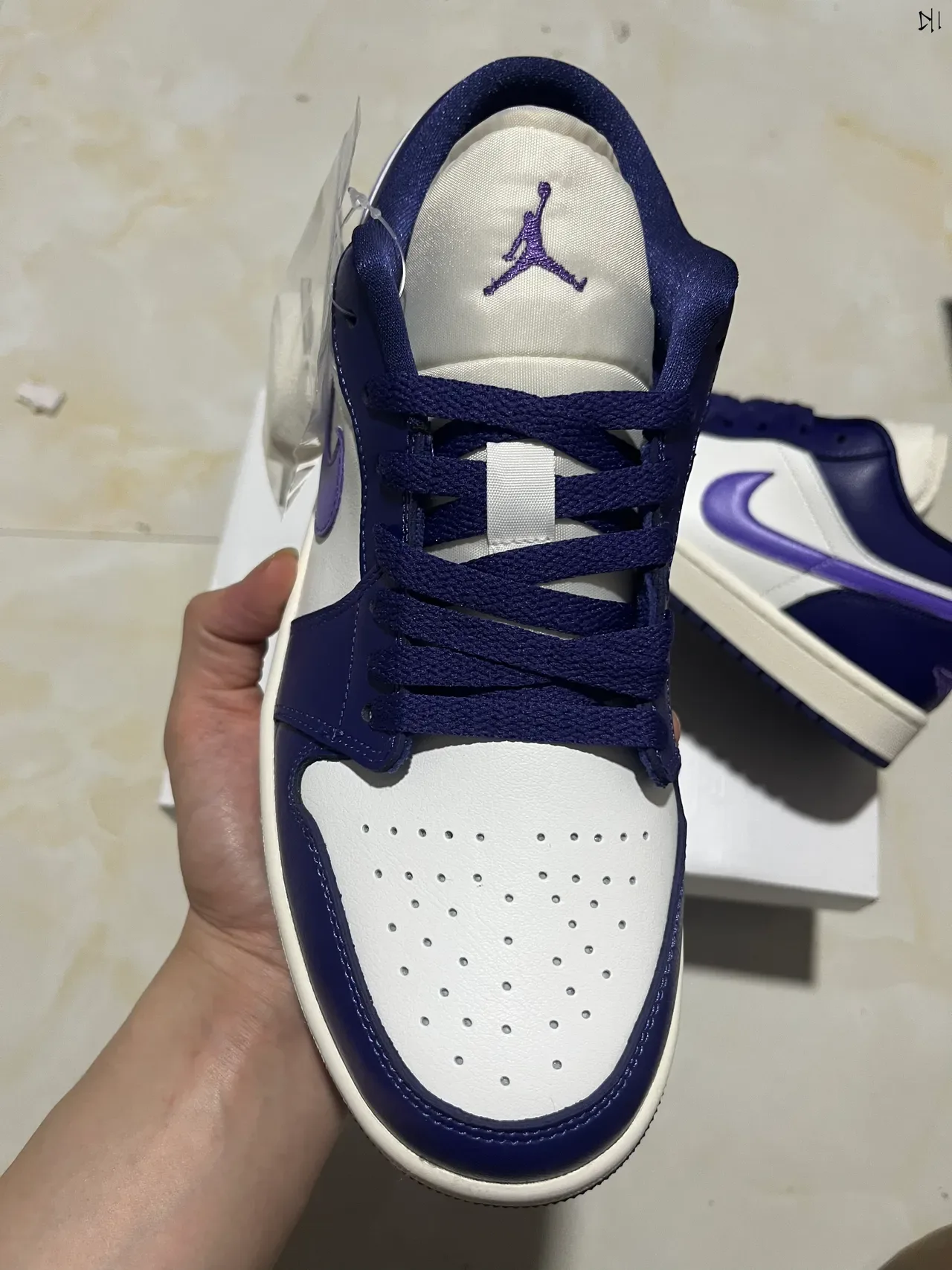 Nike Air Jordan 1 Low Purple Navy White Lifestyle Sneakers 9