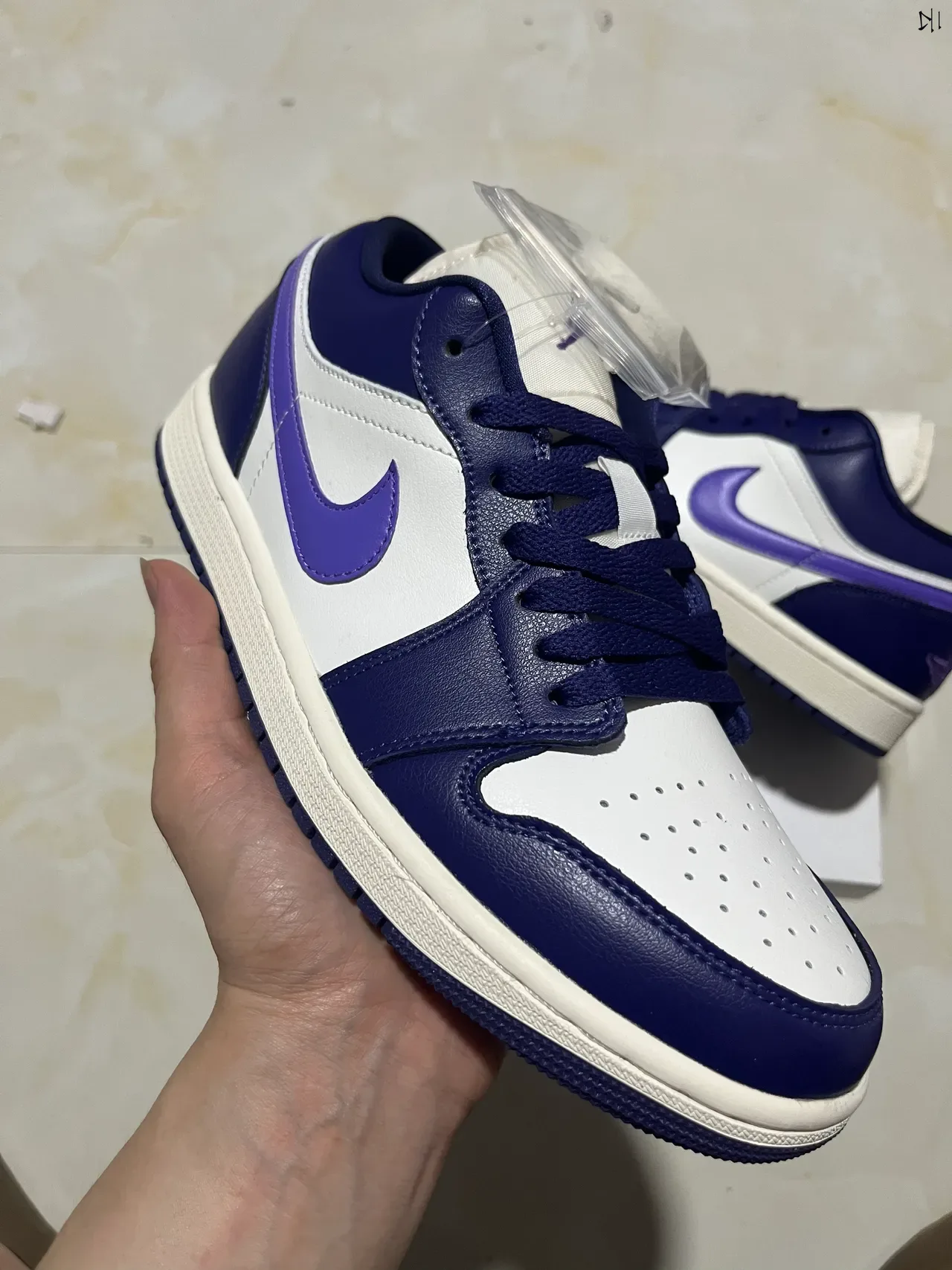 Nike Air Jordan 1 Low Purple Navy White Lifestyle Sneakers 10