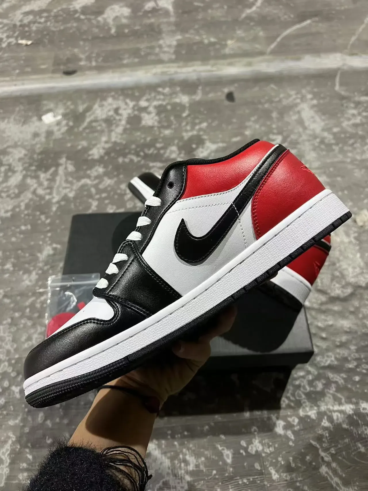 Nike Air Jordan 1 Low Red Black White Lifestyle Sneakers 5