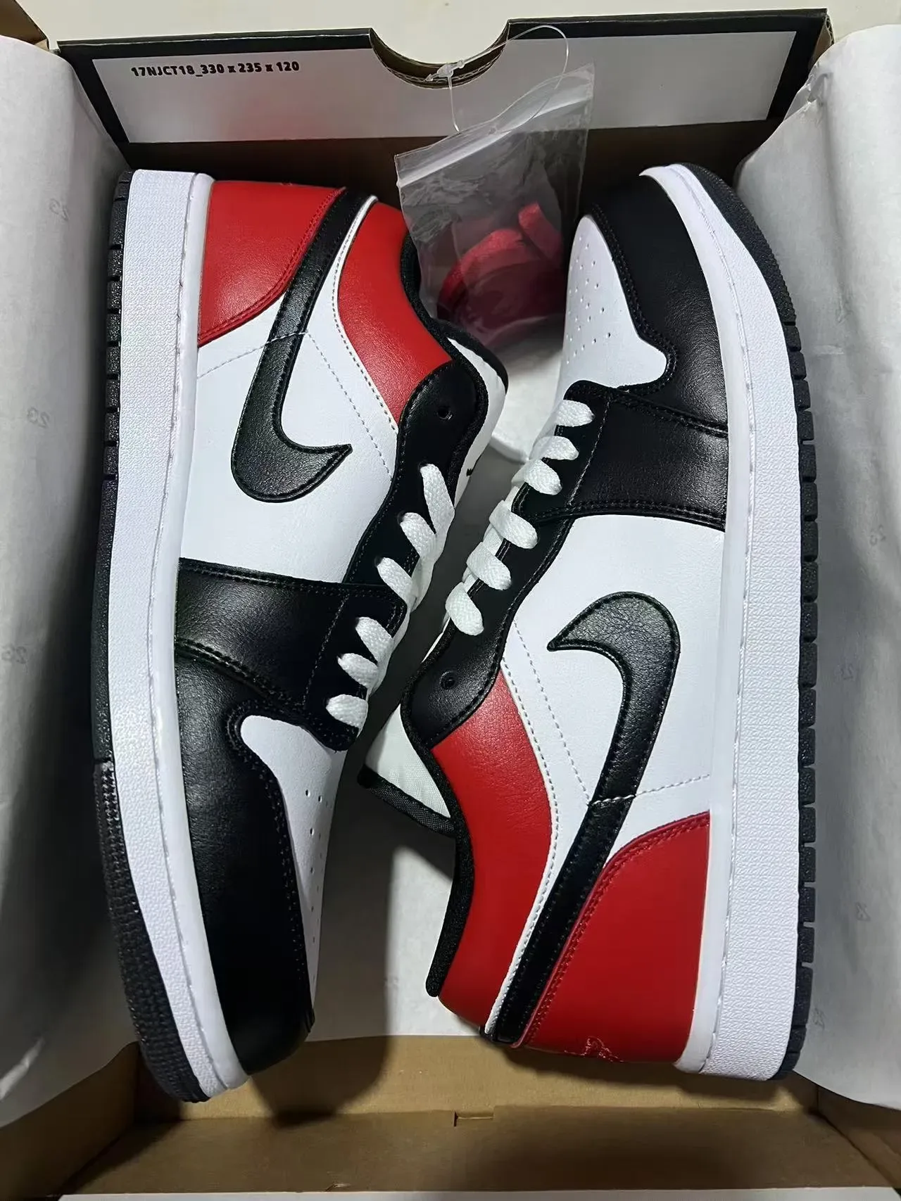Nike Air Jordan 1 Low Red Black White Lifestyle Sneakers 9
