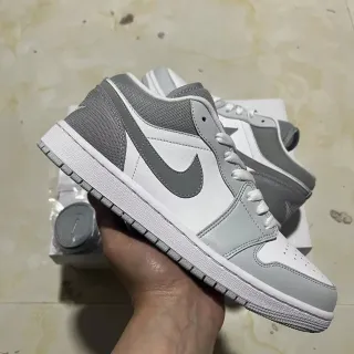 Nike Air Jordan 1 Low White and Gray Lifestyle Sneakers