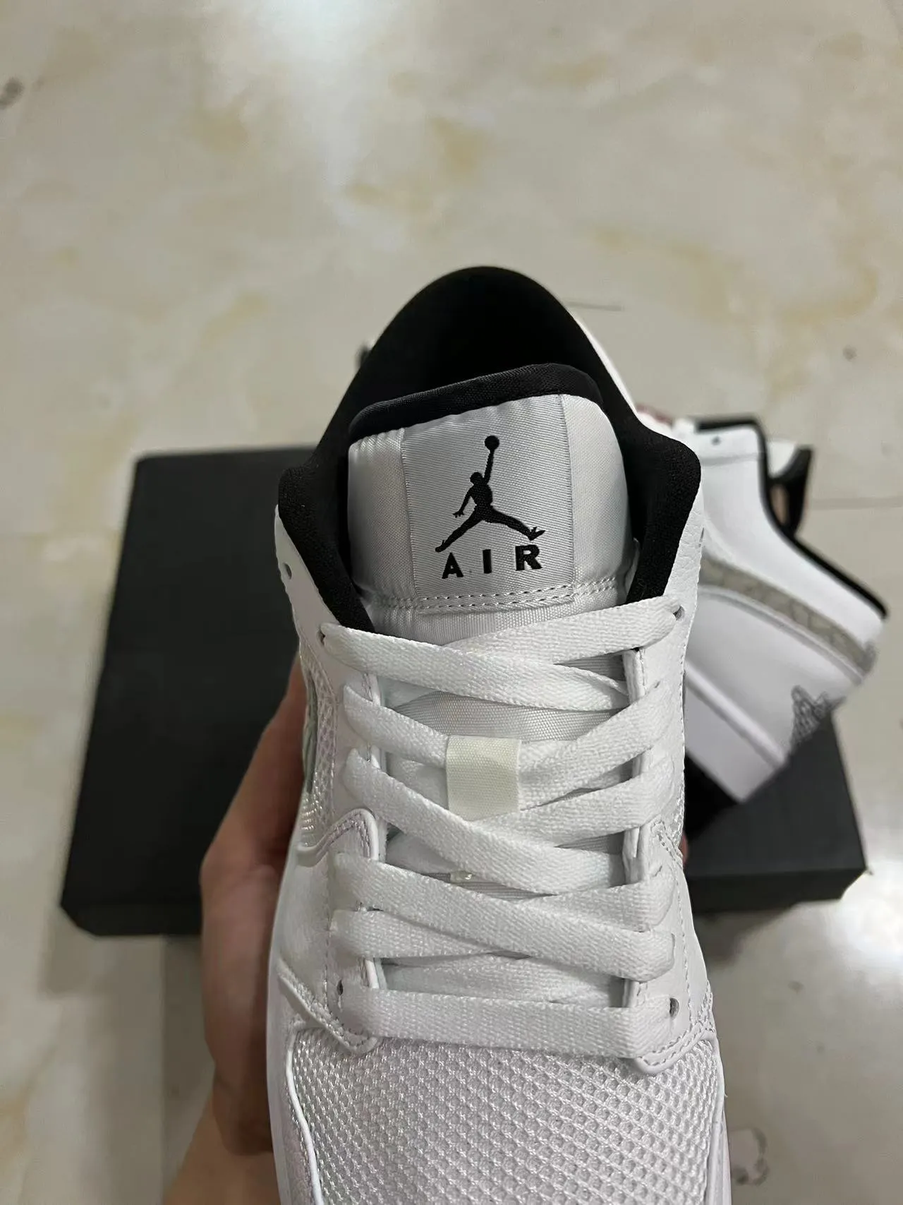 Nike Air Jordan 1 Low White Elephant Print Lifestyle Sneakers 4