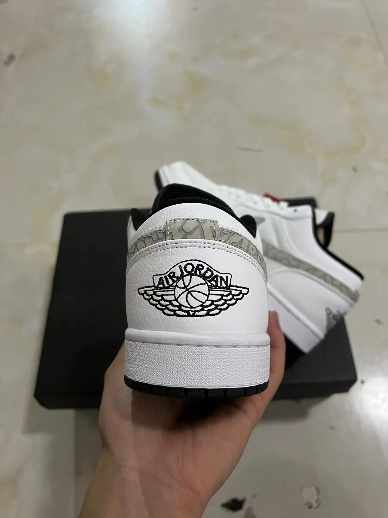 Nike Air Jordan 1 Low White Elephant Print Lifestyle Sneakers 8