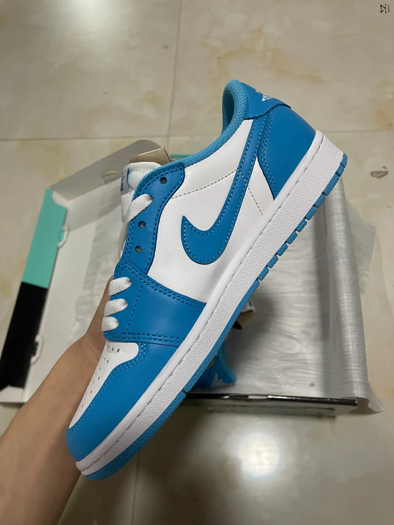 Nike Air Jordan 1 White and Blue Lifestyle Sneakers 4