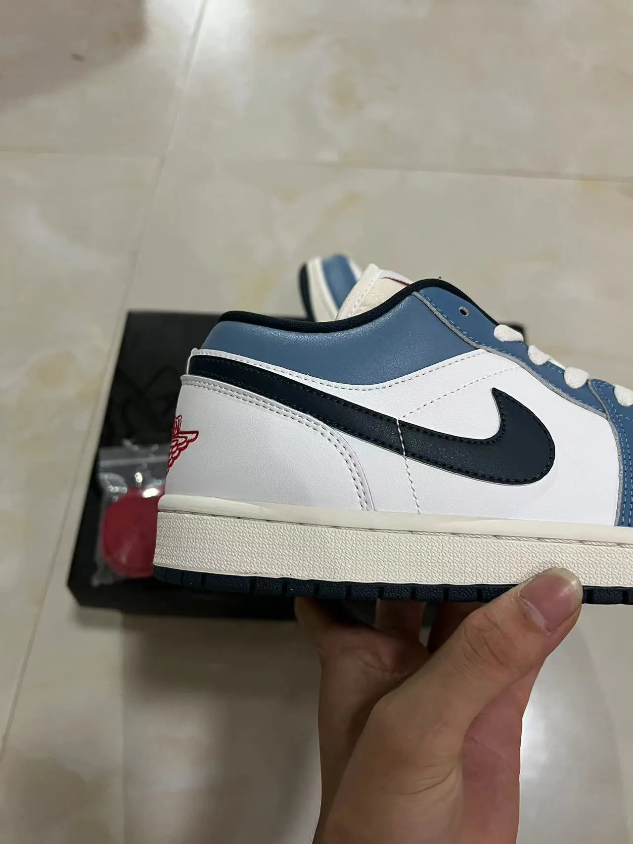 Nike Air Jordan 1 White Blue Black Lifestyle Sneakers 5