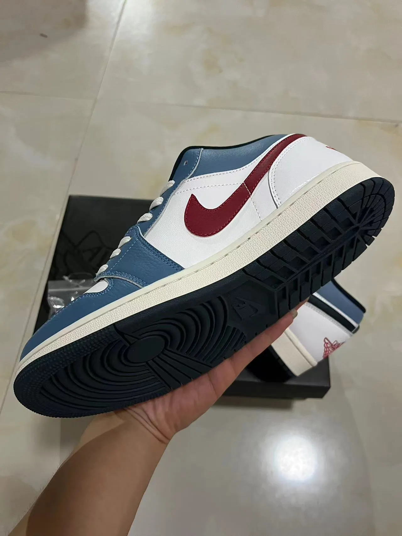 Nike Air Jordan 1 White Blue Black Lifestyle Sneakers 6