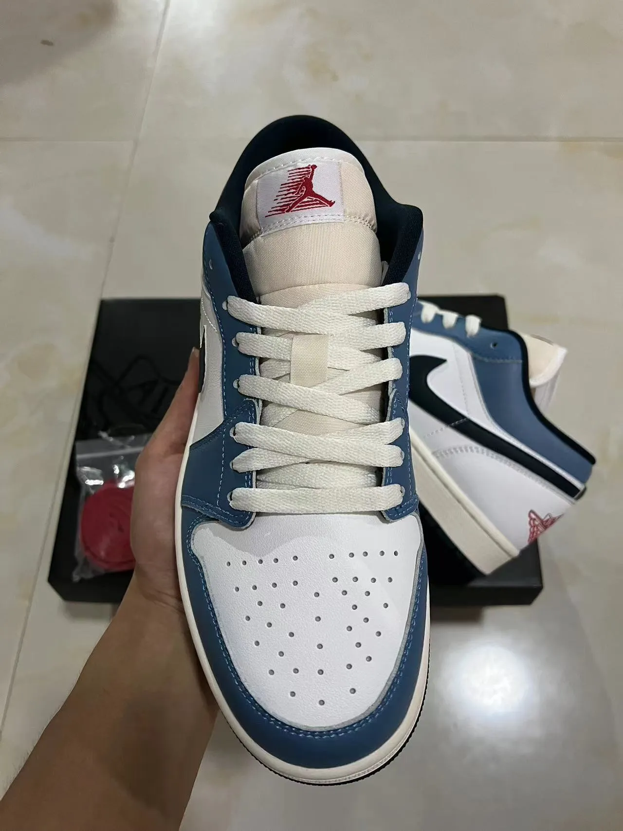 Nike Air Jordan 1 White Blue Black Lifestyle Sneakers 9
