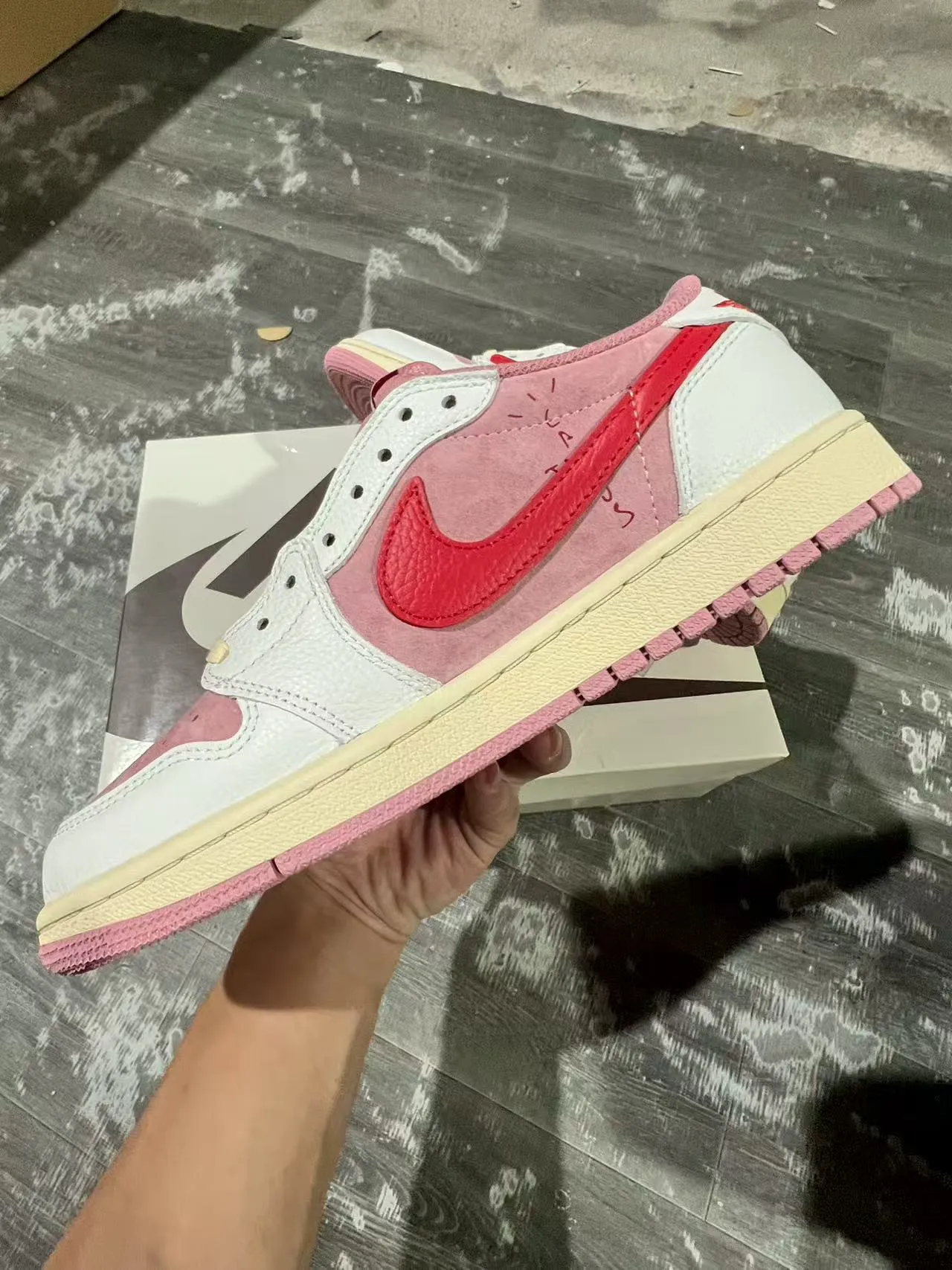 Nike Air Jordan 1 White Pink Red Lifestyle Sneakers 5