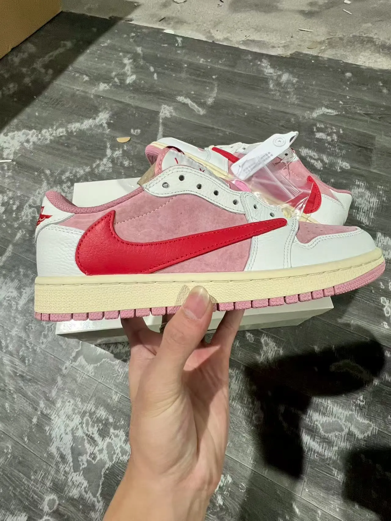 Nike Air Jordan 1 White Pink Red Lifestyle Sneakers 7