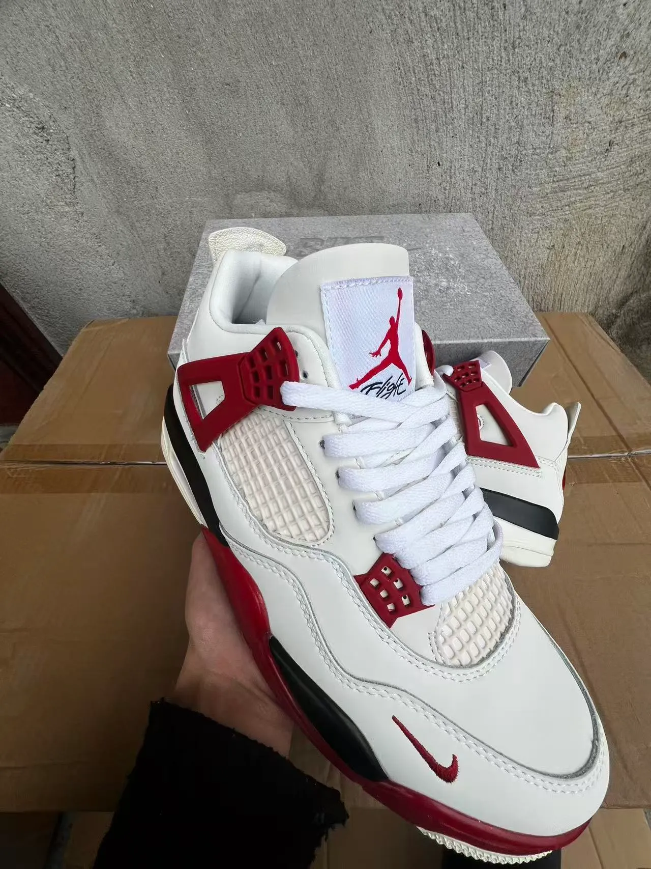 Nike Air Jordan 4 White Red Black Basketball Shoes 2