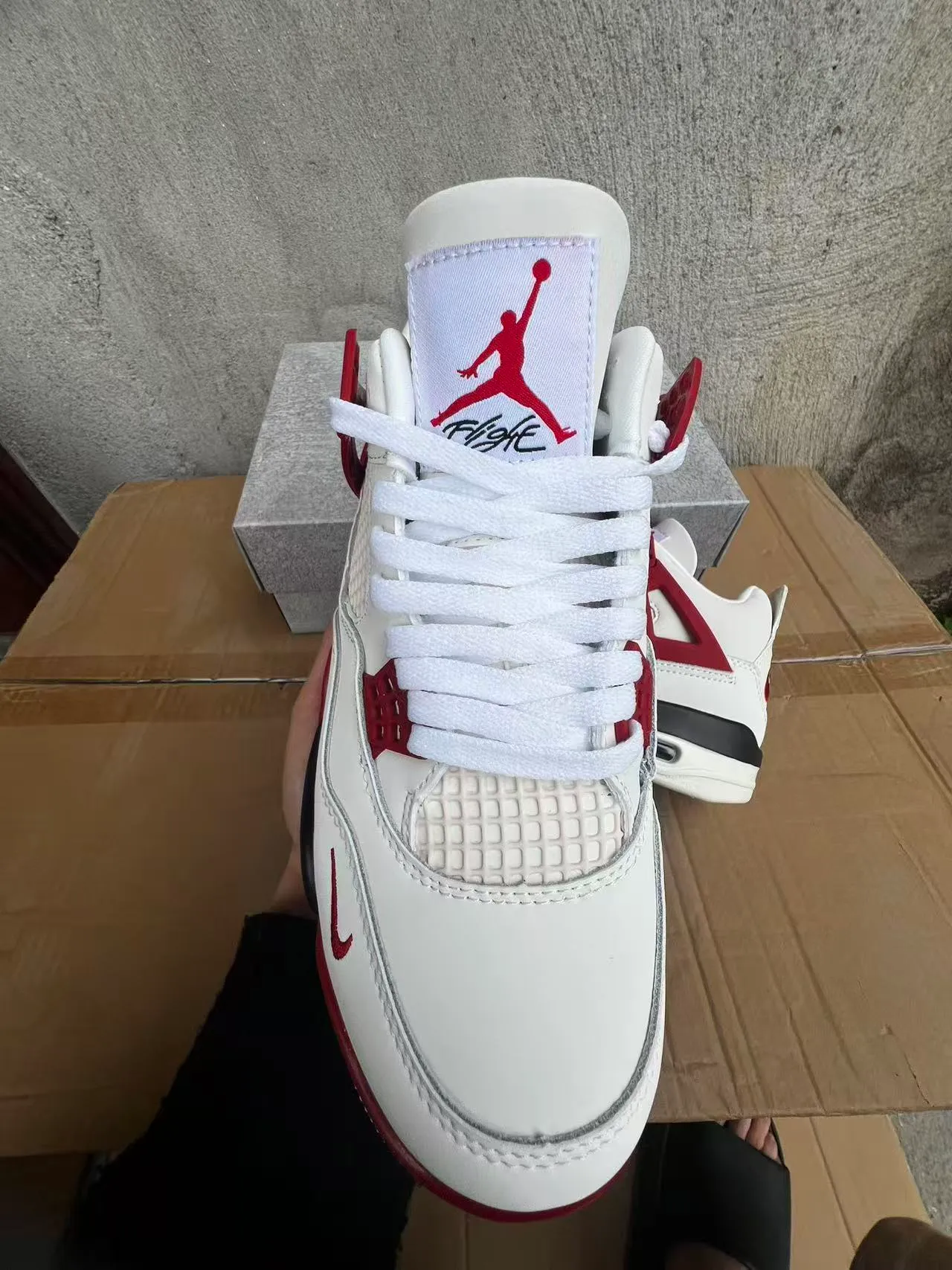 Nike Air Jordan 4 White Red Black Basketball Shoes 3