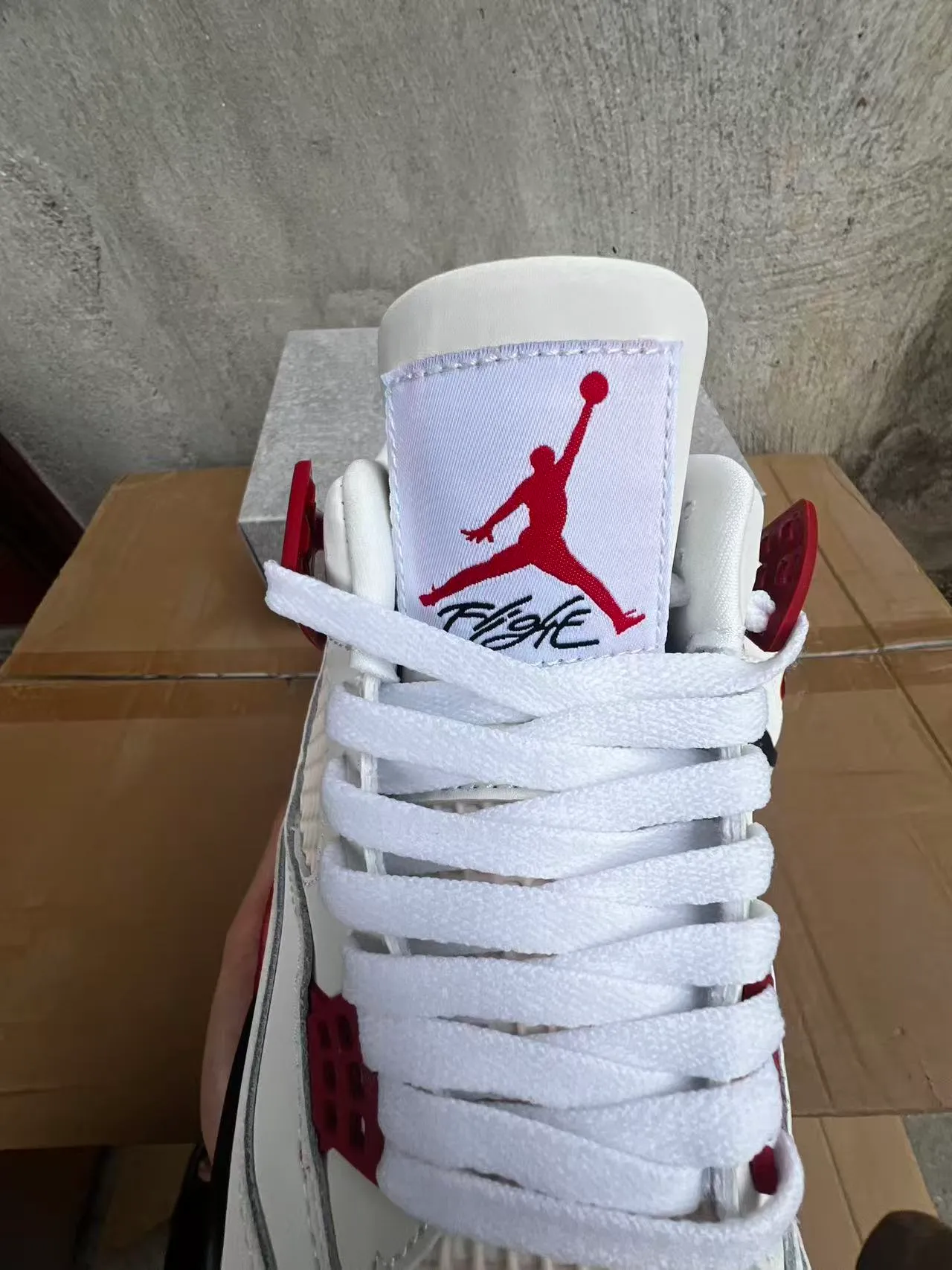 Nike Air Jordan 4 White Red Black Basketball Shoes 4