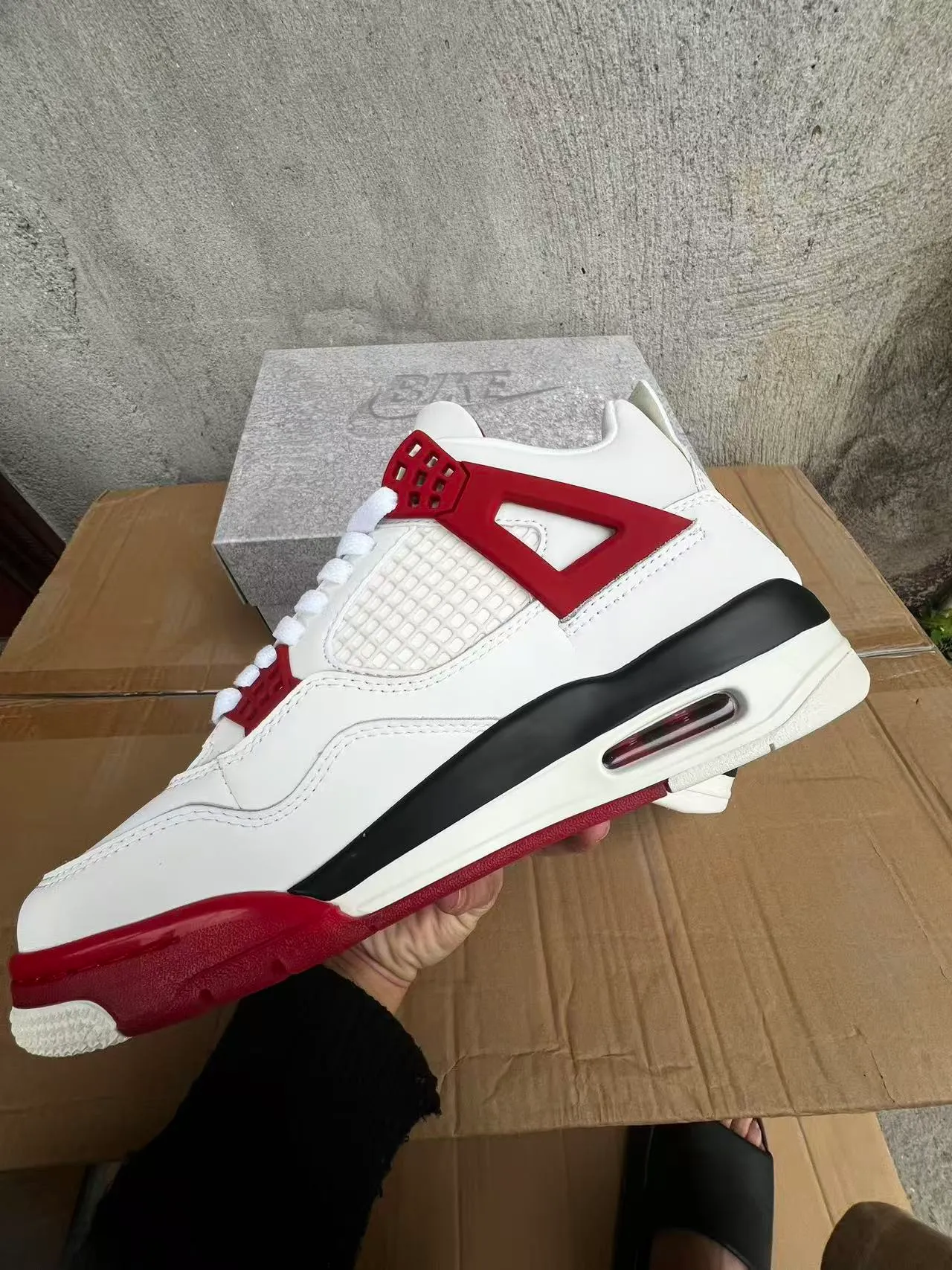 Nike Air Jordan 4 White Red Black Basketball Shoes 5