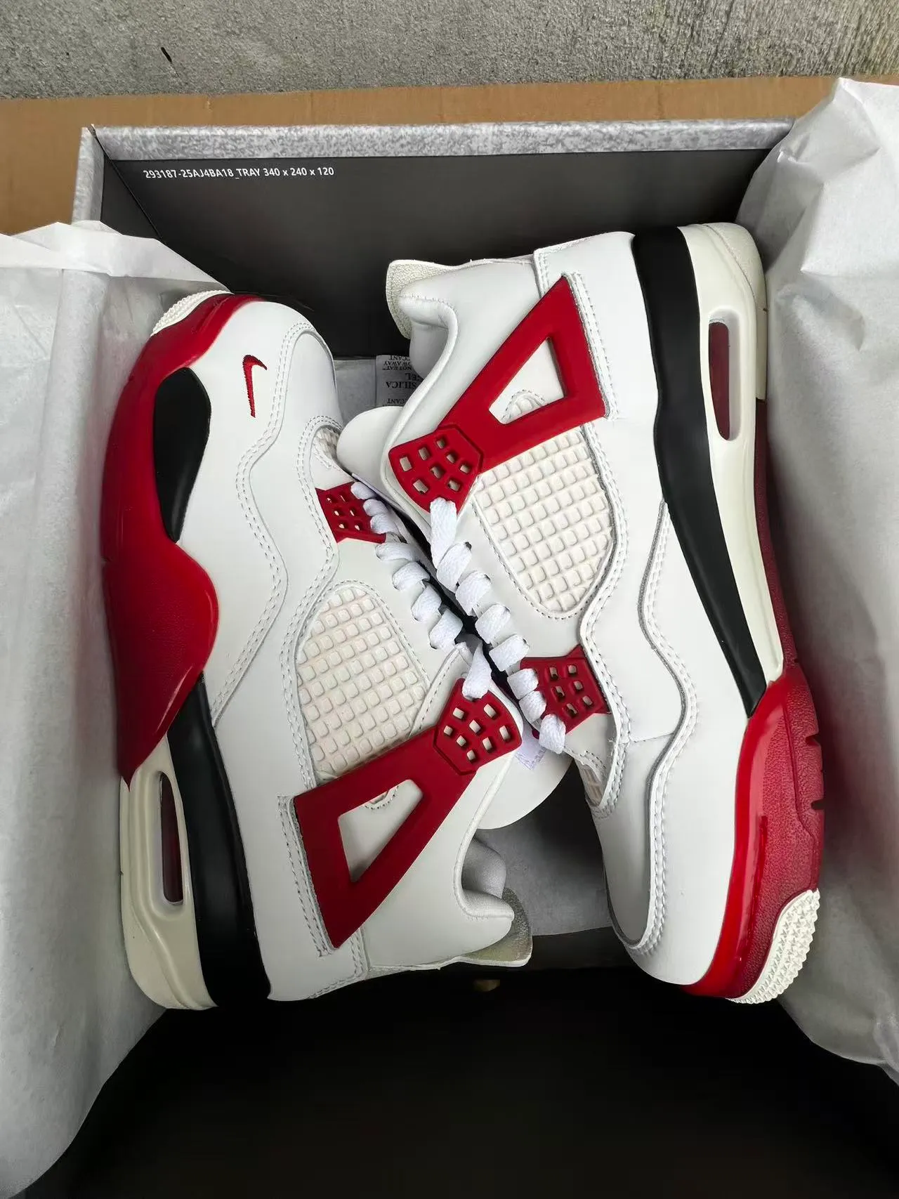 Nike Air Jordan 4 White Red Black Basketball Shoes 9