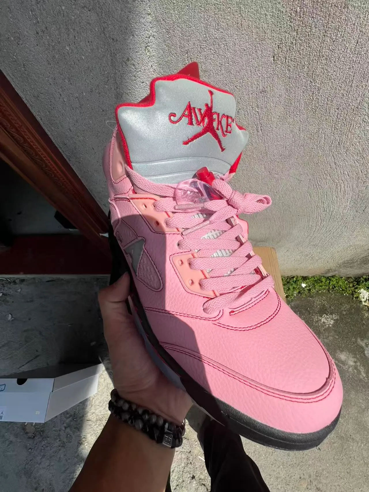 Nike Air Jordan 5 Pink Silver Shark-Tooth Basketball Shoes 3
