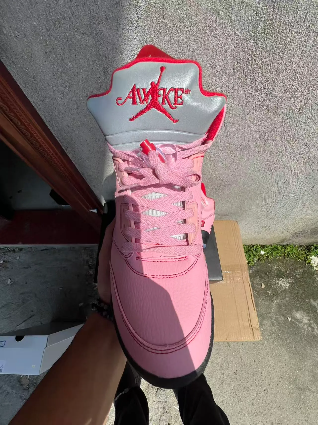 Nike Air Jordan 5 Pink Silver Shark-Tooth Basketball Shoes 4