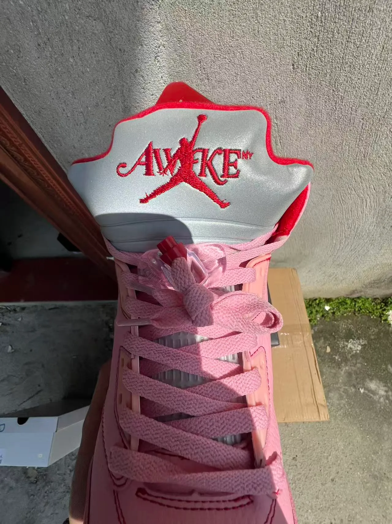 Nike Air Jordan 5 Pink Silver Shark-Tooth Basketball Shoes 5