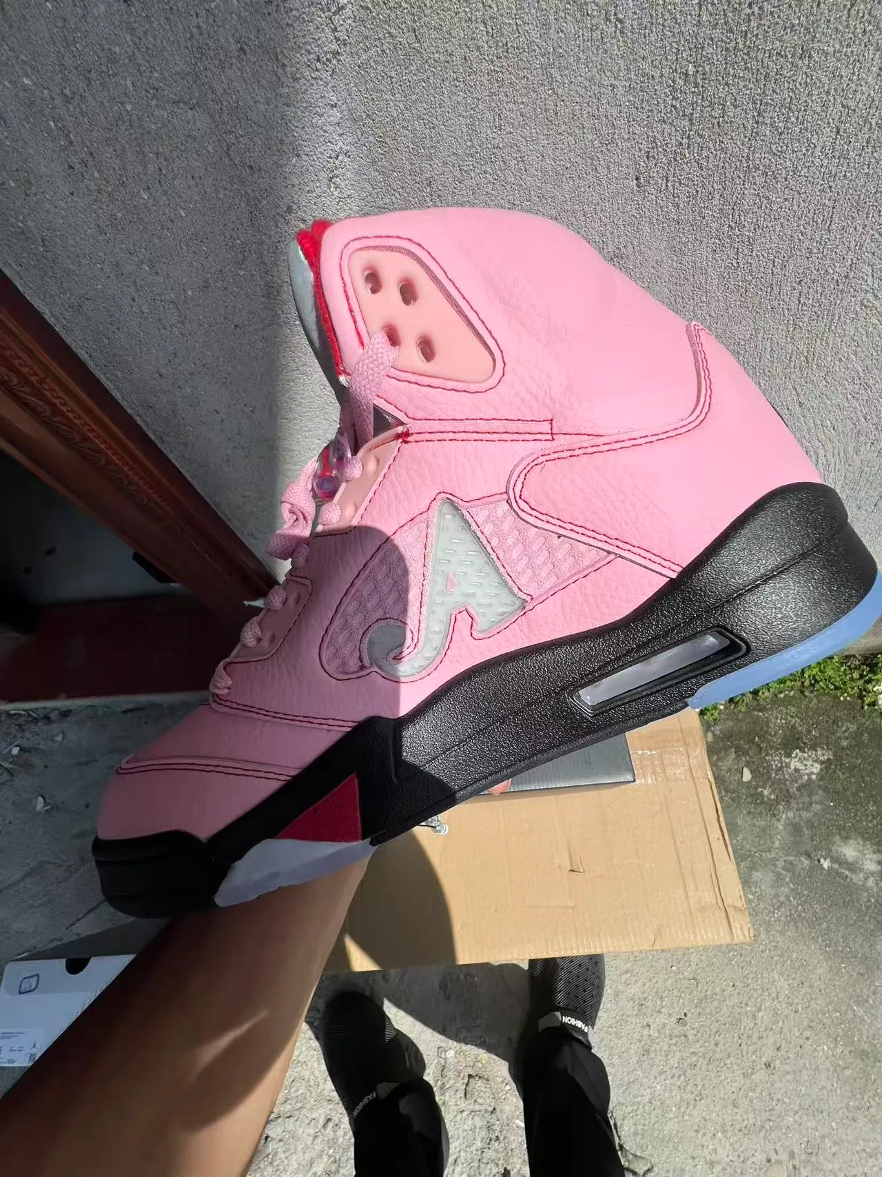 Nike Air Jordan 5 Pink Silver Shark-Tooth Basketball Shoes 6