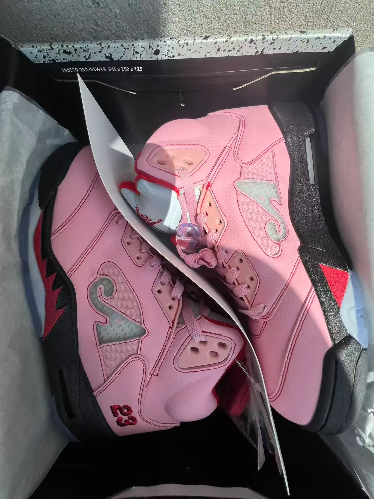 Nike Air Jordan 5 Pink Silver Shark-Tooth Basketball Shoes 10