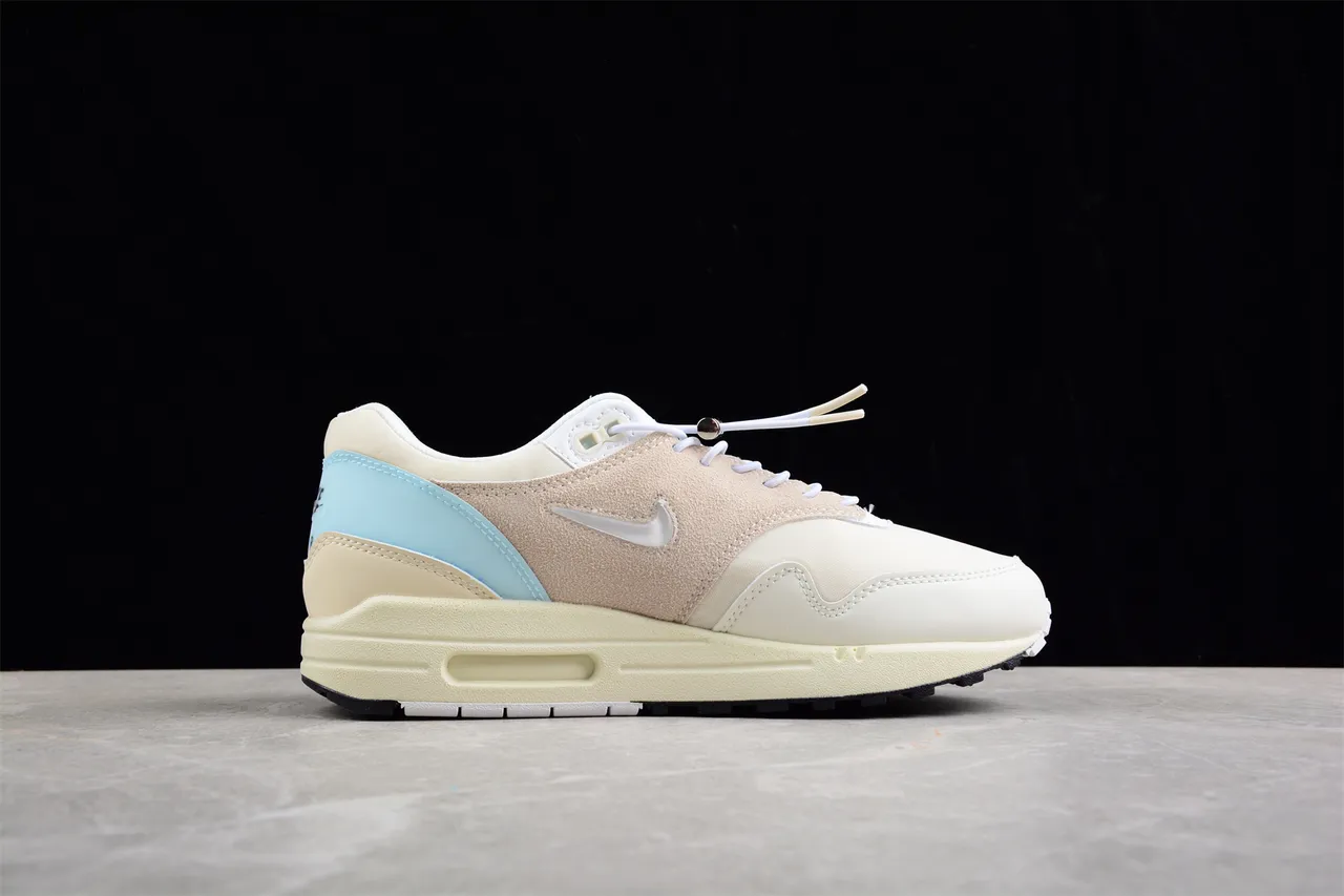 Nike Air Max 1 Off-White Beige Light Blue Lifestyle Sneakers 10