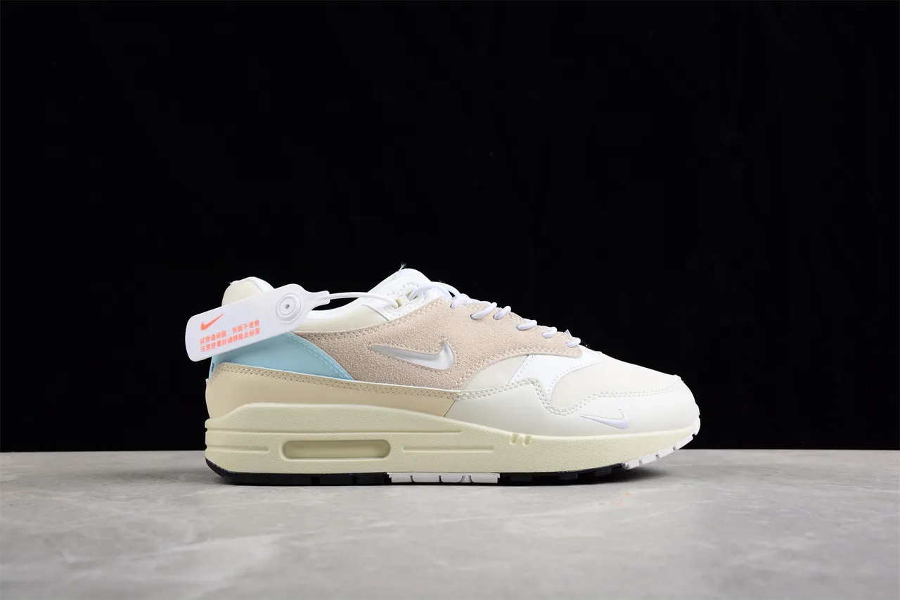 Nike Air Max 1 Off-White Beige Light Blue Lifestyle Sneakers 15