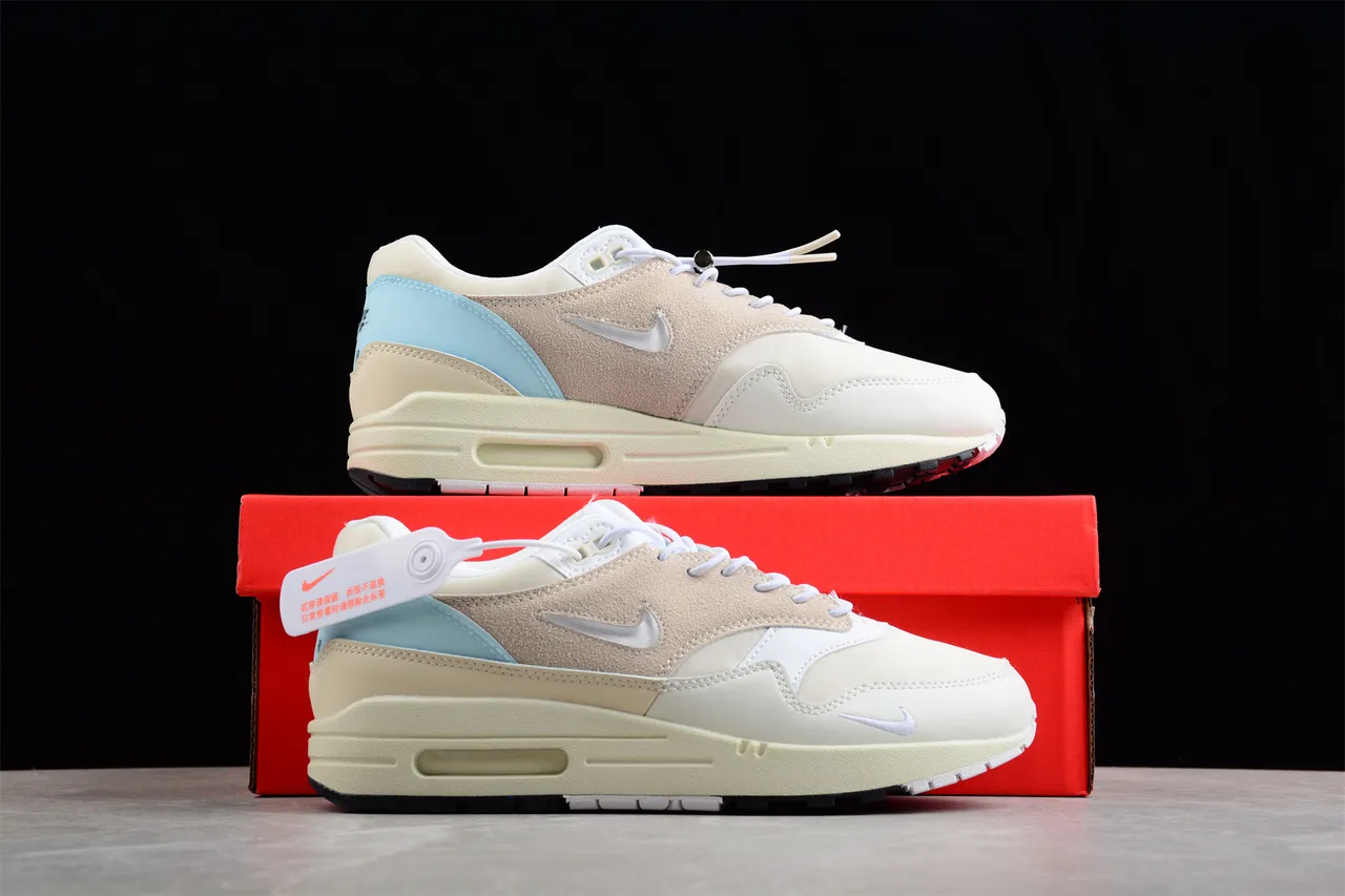 Nike Air Max 1 Off-White Beige Light Blue Lifestyle Sneakers 16