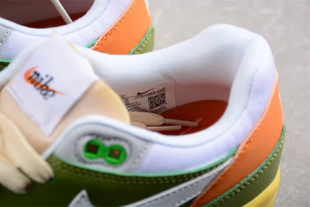 Nike Air Max 1 Olive Green White Orange Yellow Lifestyle Sneakers 6
