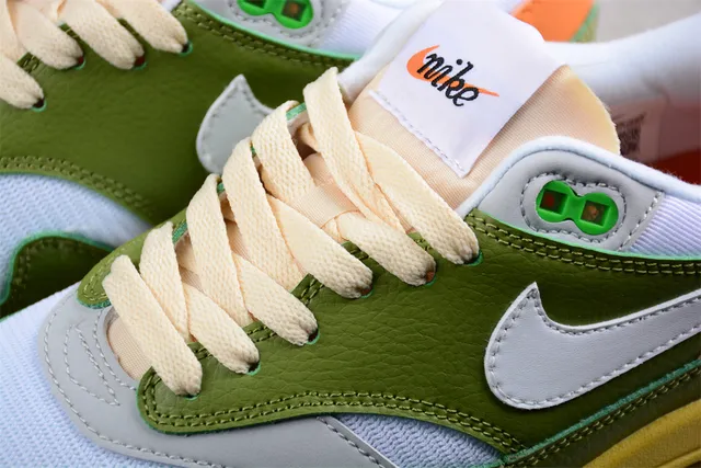 Nike Air Max 1 Olive Green White Orange Yellow Lifestyle Sneakers 7
