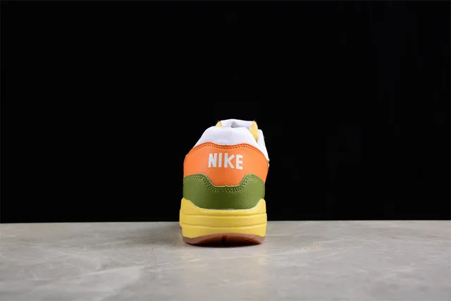 Nike Air Max 1 Olive Green White Orange Yellow Lifestyle Sneakers 10