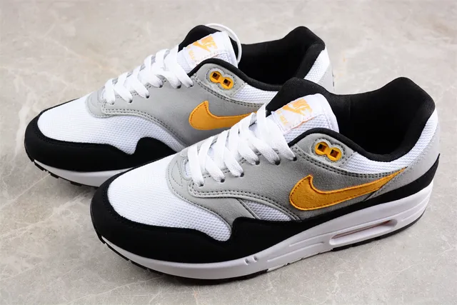 Nike Air Max 1 White Gray Black Orange Lifestyle Sneakers 9